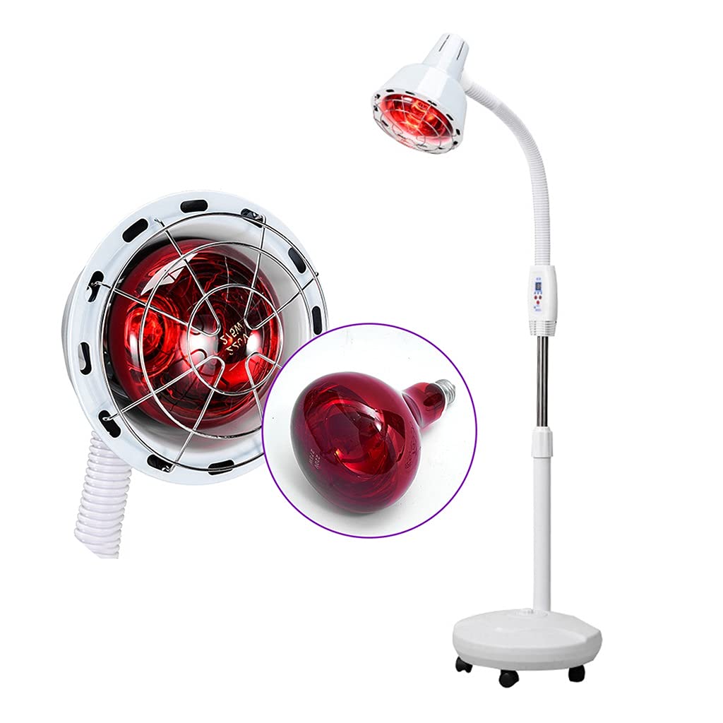 Lampada di Calore a Infrarossi, 275W Lampada di Calore a Infrarossi a Luce Rossa con Braccio Flessibile e Base Rotante per la Cura Della Pelle, Allevia la Terapia Della Luce Rossa ( Color : White )