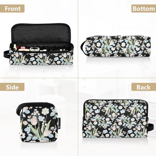 Bolsa de viaje para herramientas de cabello para mujer con alfombrilla resistente al calor, organizador portátil blanco y verde floral para planchas, rizadores y secadora miniatura 5