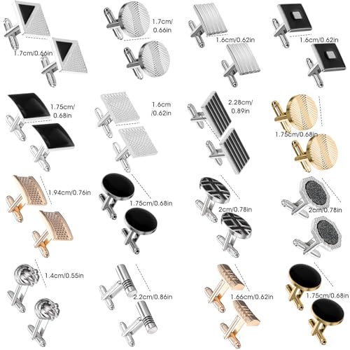 16 pares de mancornas clásicas para hombre miniatura 2
