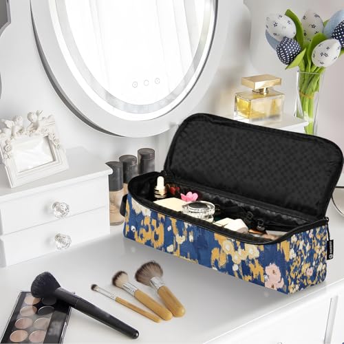 Bolsa de viaje para herramientas de cabello con tapete resistente al calor removible, impermeable para planchas, rizadores, organizador de viaje con estampado flor dorado marino miniatura 7