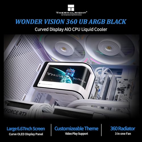 Image of Thermalright Wonder Vision 360 UB ARGB CPU AIO Cooler,360mm Radiator, 2K 60HZ Curved Screen with 2400x1080 Resolution,for AM4 /AM5,Intel LGA1851 /1700,6.67in 3D Screen High Performance Pump