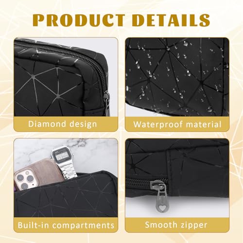 Image of Period Bags, Tampon Holder for Purse, Waterproof Portable Leather Period Pouch, Sanitary Napkin Storage Bag, Black Makeup Bag Set, Pad Pouches for Period