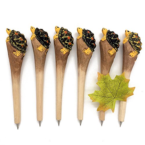 Ornerx Wooden Animal Handy Carving Ballpoint Pen Turtle 1Pc #TOP4