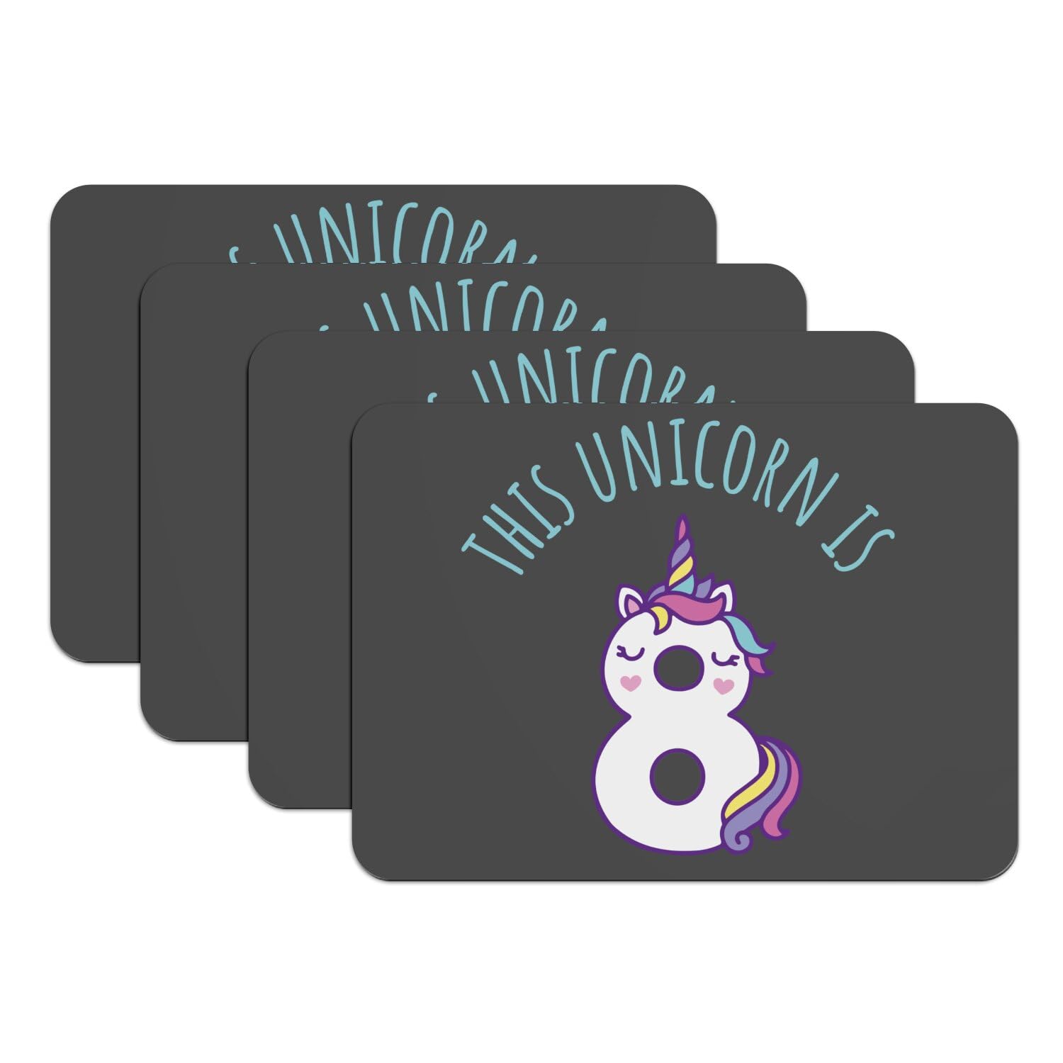 Set de table dessous caoutchouc noir licorne 8 ans de qualité supérieure