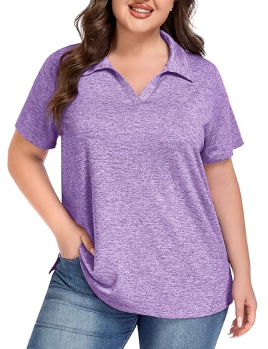 FOREYOND Plus Size Polo Shirts Golf Shirts Moisture Wicking