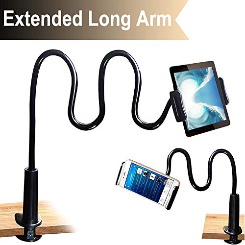 Cellphone & Tablet 2 in 1 Stand Holder Clip with Grip Flexible Long