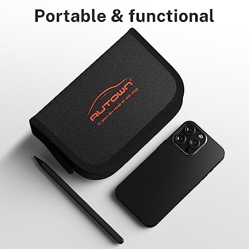 image for AUTOWN Flat Tire Repair Kit with Plugs 31 Pcs for Car, Motorcycle, ATV