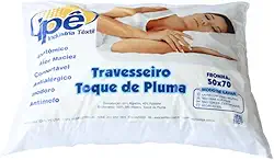 Travesseiro Anatômico Toque de Pluma – Conforto, Antiácaros, Antialérgico e Lavável, Tamanho 50x70 cm
