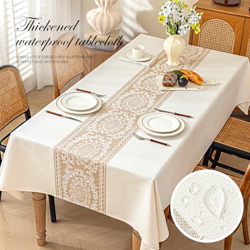 Linen Tablecloths for Rectangle Tables,Fabric Tablecloth Advanced Waterproofing Technology for Dinningroom,Farmhouse