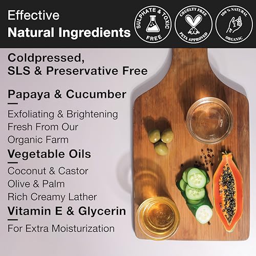 Image of Soulflower Handmade Papaya Cucumber Soap - Pure, Natural, Coldprocessed Grade 1 BIS Standard Luxury soap with Essential oils,Exotic herbs & Aroma 150g - Pack of 2 | Clinically Tested |