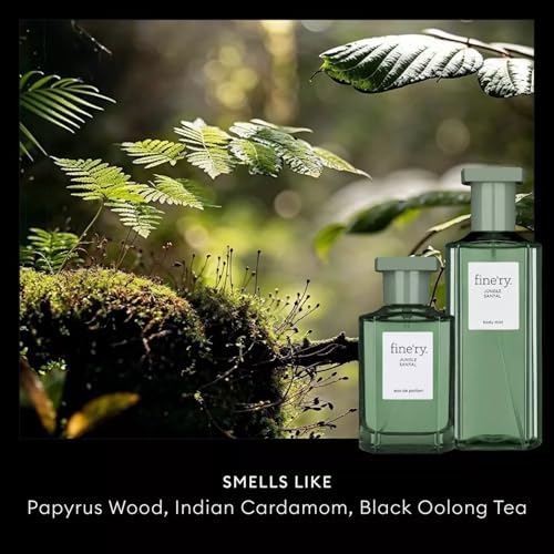 Image of Fine'ry Woody Jungle Santal Hair + Body Fragrance Mist Spray for Women & Men, Earthy Scent with Papyrus Wood, Indian Cardamom, Black Oolong Tea, Cruelty-Free, Long-Lasting Gift for Her (5 Fl Oz)