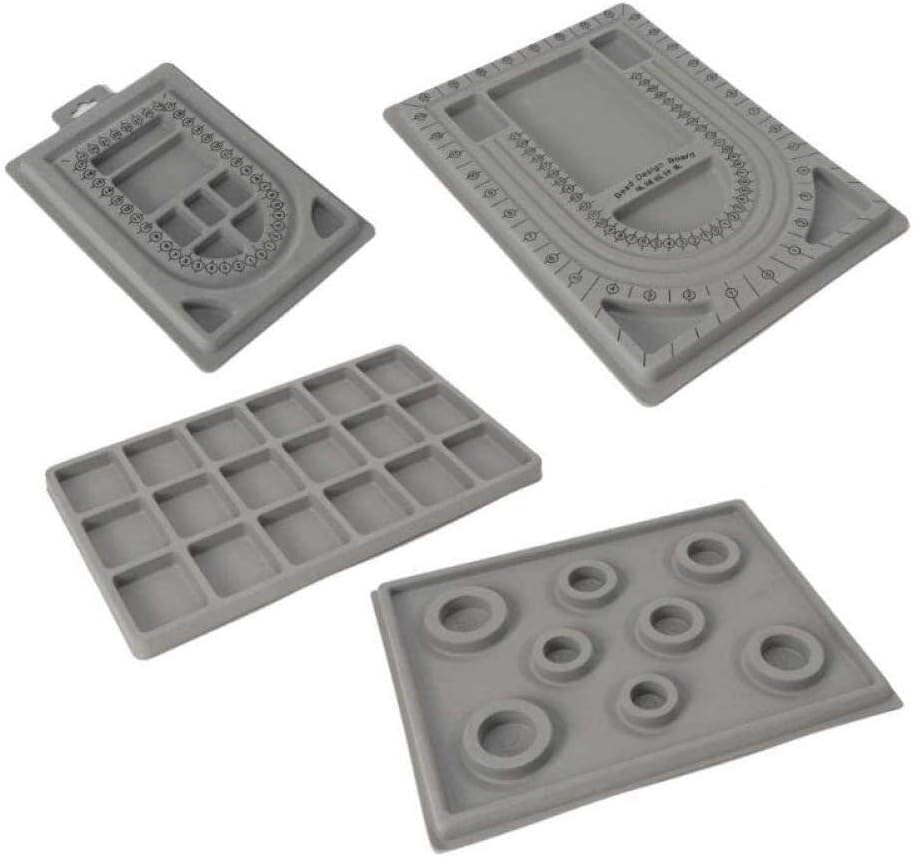4 Pcs Bead Design Board Bracelet Design Board Flocked Bead Board Necklace Beading Jewelry Organizer Tray DIY Jewelry Making Tray
