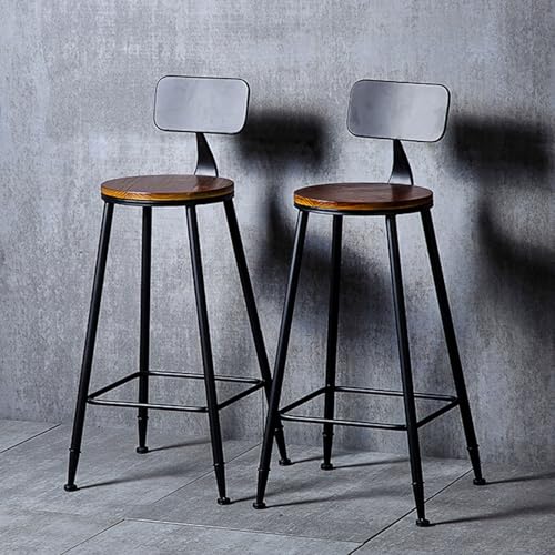 KKTX Juego de 2 sillas de Bar, taburetes de Bar de Madera, Asiento de mostrador de Cocina con reposapiés, taburetes de Bar industriales para Comedor, Cocina, mostrador, rústico