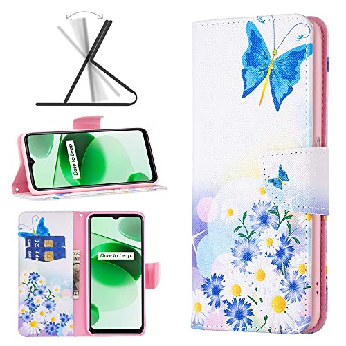 Beautiful Printing Painted Leather case Oppo Realme C35 Realme C 35 flip Cover Luxury Stand Card Slots Wallet Clip Covers Realme C35 Phone Cases (10,Oppo Realme C35)