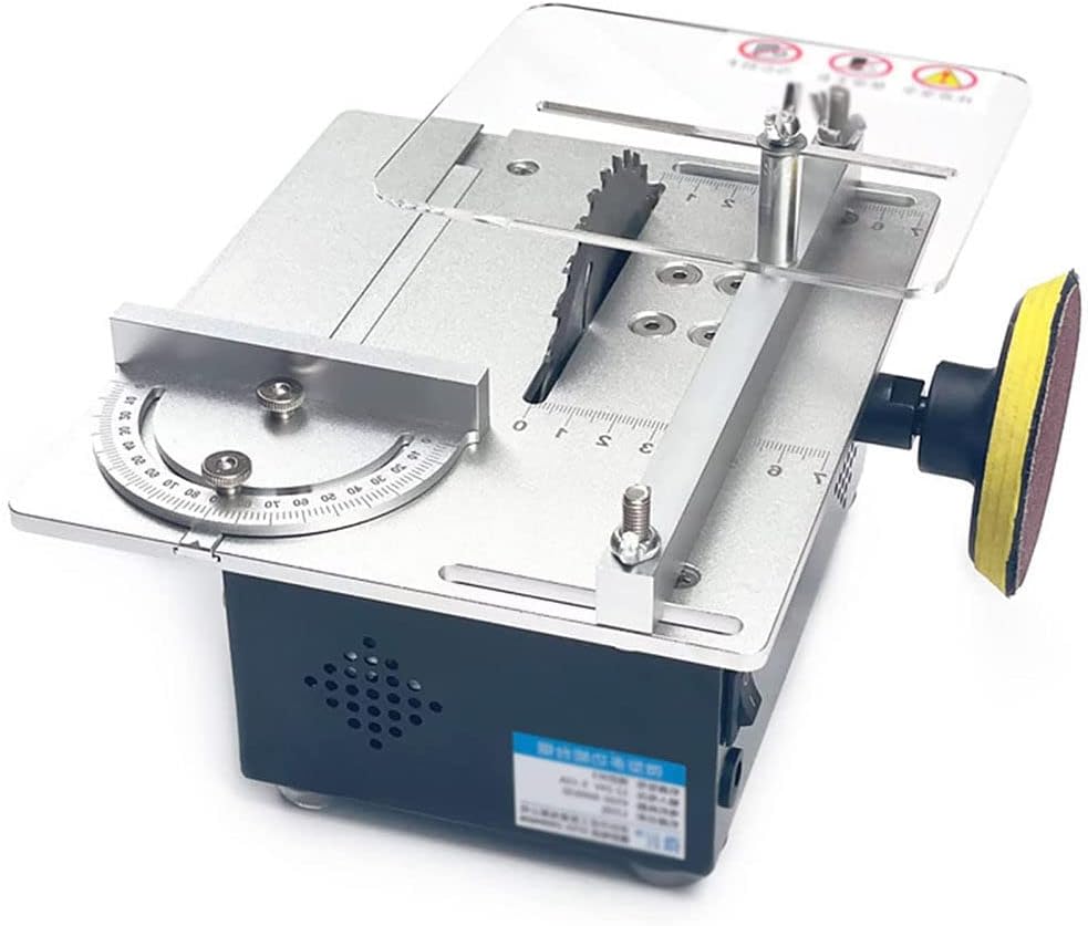 Precision Mini Electric Table Saw, Desktop Woodworking Small Table Saw Manual DIY Hobby Model Handicraft Cutting Machine,TableSaw