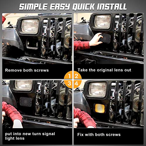 Hercoo Automotive Front Turn Signal Lights Lens Assembly Compatible With Jeep Wrangler Replacement 1987-1993 , Pack Of 2 #TOP3