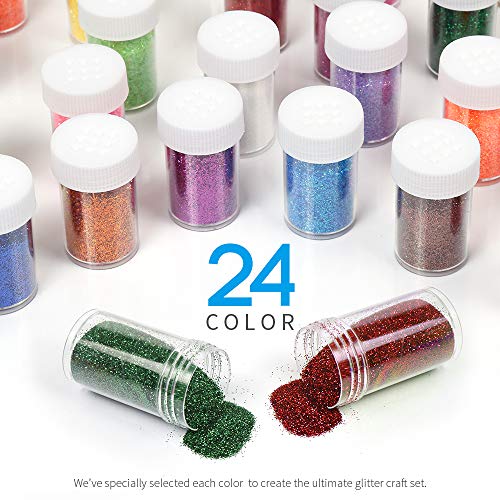 Fine Glitter, Teenitor 24 Jars Glitter For Resin Art Crafts, Tumbler Scrapbooking, Body Nail Glitter #TOP2