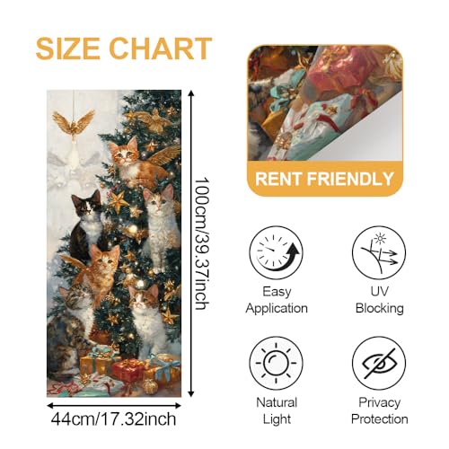 Vinilo decorativo navideño gatos para ventana 17.3x39.3 pulg miniatura 5
