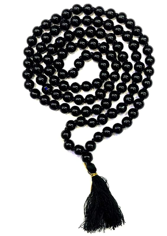 RUDRAKSHA AND GEMSTONE STORERUDRAKSHA AND GEMSTONE STORE Black Agate Stone Original Certified Solemani Hakik Stone Haqiq Ki 108 Moti Ki Mala for Men & Women Kale Akik Ki Mala Auspicious Sulemani Aqeeq Stone काले हकीक की माला