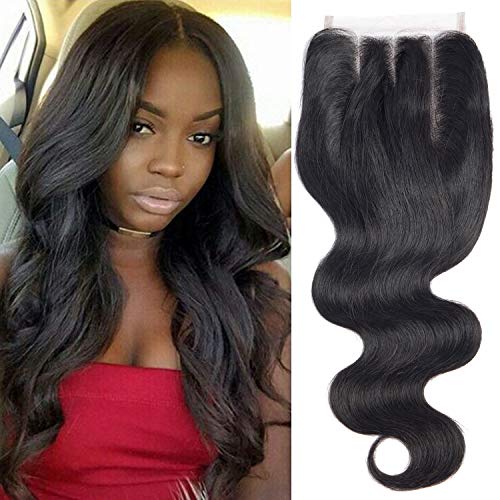 Lace Closure Three Part Body Wave Human Hair Closure Brazilian Virgin Hair Unprocessed Human Hair Top Closure (12 inch, Body)