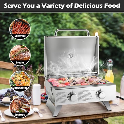 Giantex Portable Gas Grill Tabletop Propane Grill with 2 Burners