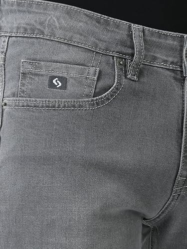 Image of Classic Polo Mens Cotton Slim Fit Solid Grey Color Denim