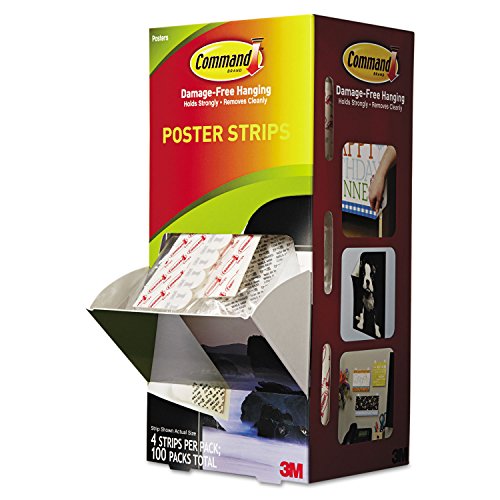 3M 3/4 x 2 1/8 Inches Command Poster Strips, White, 100/Carton (MMM17024CABPK)