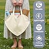 CosInStyle Cute Heart Shaped Canvas Tote Bag for Women, Daily Reusable Shoulder Grocery Shopping Bag with Pocket & Buckle (Beige) #4