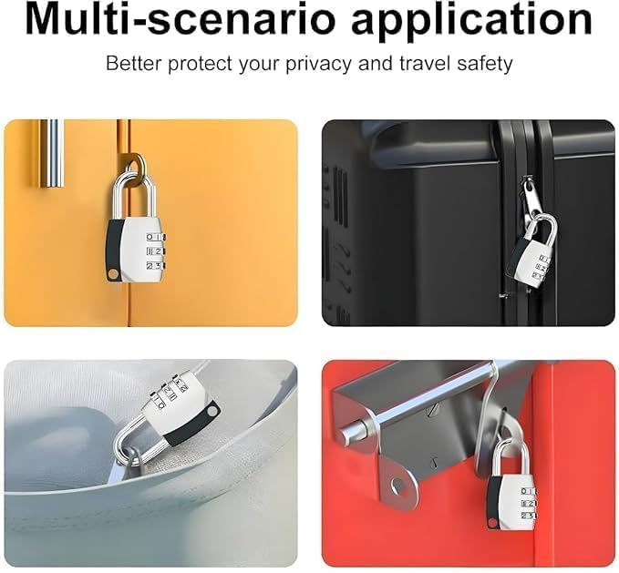 Image of Istara Combination Travel Number Lock | Portable Luggage Lock | 3 Digit Code Number Pad Lock | Sliding Combination Lock | Anti Theft Protection Tool for Luggage /Travel /Cars /Bicycles (Model-7)
