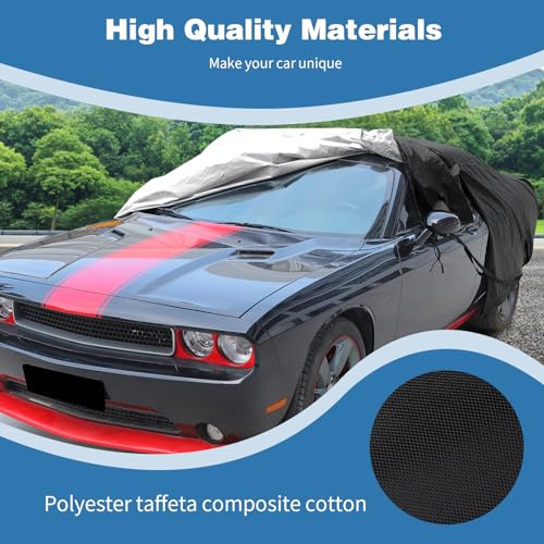 Image of for Challenger Car Cover Waterproof All Weather Full Car Covers Compatible with Dodge Challenger 2010-2024 Black
