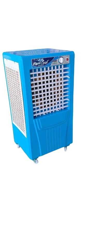 Real Cool Ozone Heavy Duty Air Cooler With 100% Copper Motor, High-Density Honeycomb Cooling Pads, Single -Speed Control, Powerful Air 85 Litre (Blue)