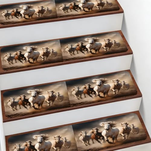 DXTKWL Running Horse Stair Treads Non Slip Bullnose Stair Step