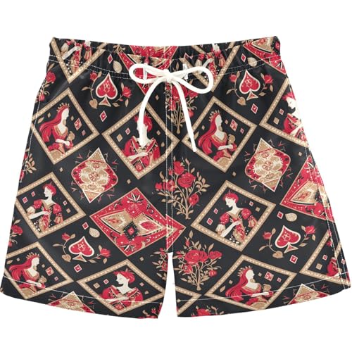 visesunny Summer Boy's Beach Shorts Poker Cube Queen Quick Dry Swim Trunks Baby Boy Bathing Suit with Pockets