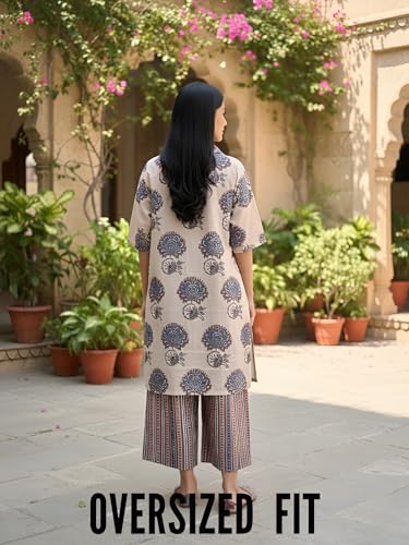 Image of Leriya Fashion Women's Rayon Kurta Pant Set | Casual Style Ethnic Co-ord Set for Women Stylish | Black Print Kurti for Office & Daily Travel Outfit | Oversize Loose Fit Kurta Sets for Woman