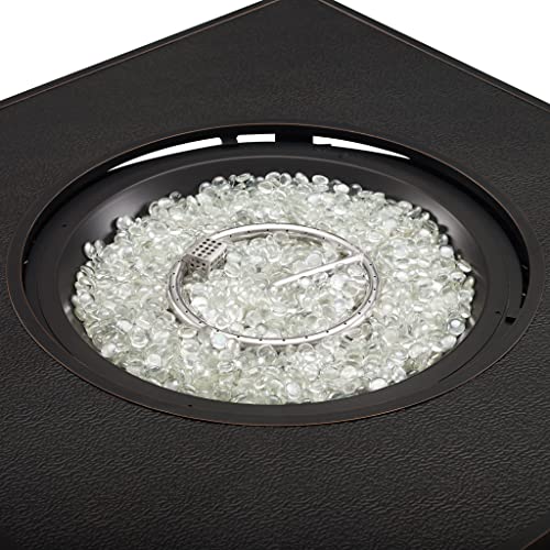 Fire Sense 63224 Dalton Woven Aluminum Convertible Gas Fire Pit Table 55,000 Btu Outdoor Multi-Functional Fire Pit With Fire Bowl Lid, Nylon Weather Cover & Clear Fire Glass - Bronze Finish - Square #TOP7