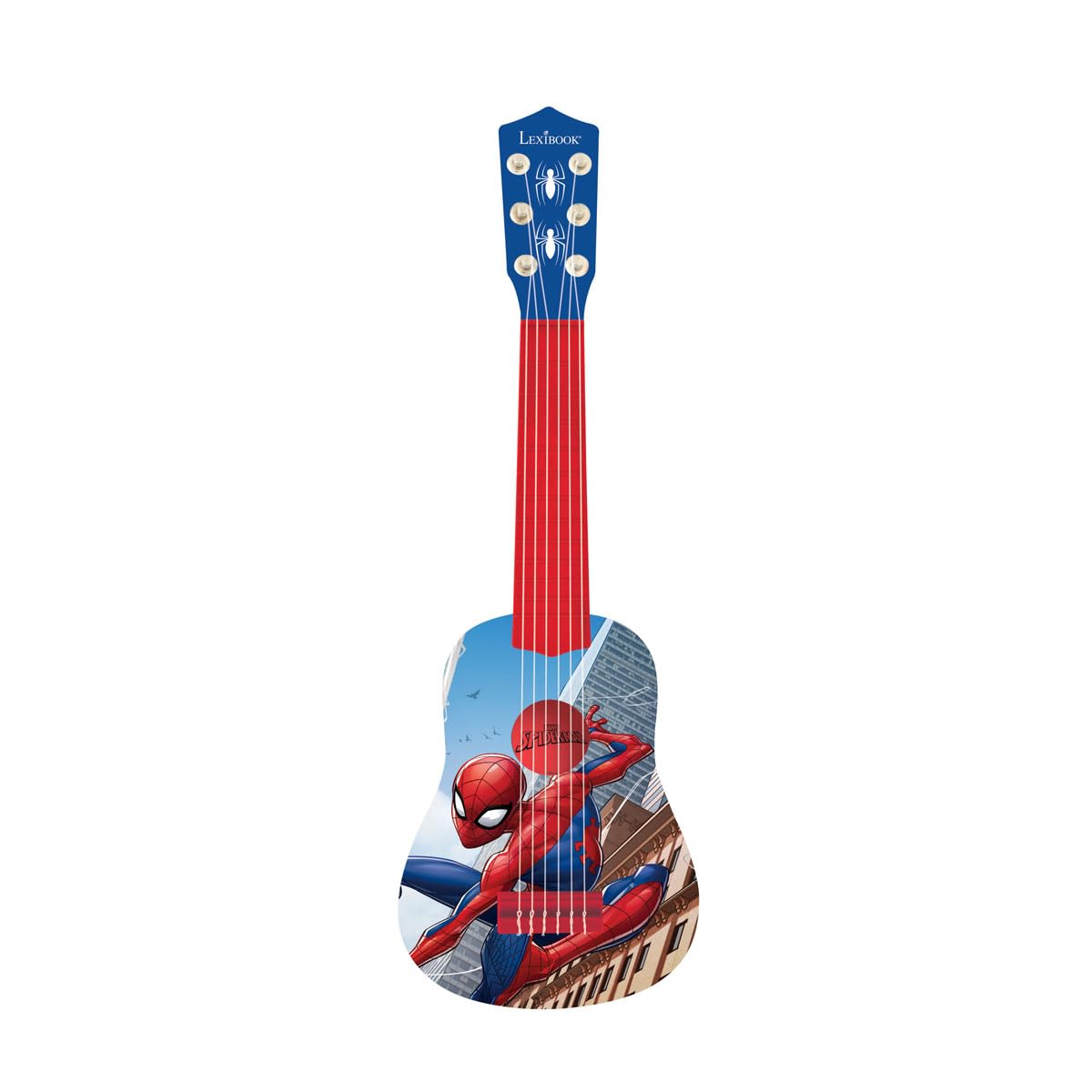 Lexibook, Spider-Man, My First Guitar for children, 6 nylon strings, 21" long, guide included, blue/red, K200SP