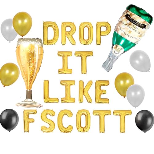 JeVenis 15pcs Gold Roaring 20s Gatsby Flapper Balloon Set - Bachelorette Party Decor