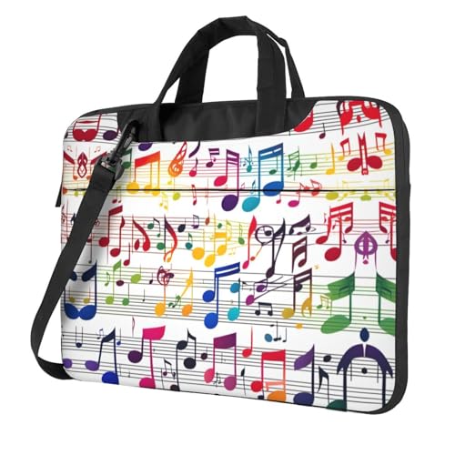 Sacoche PC portable notes de musique colorées avec poignée de transport souple