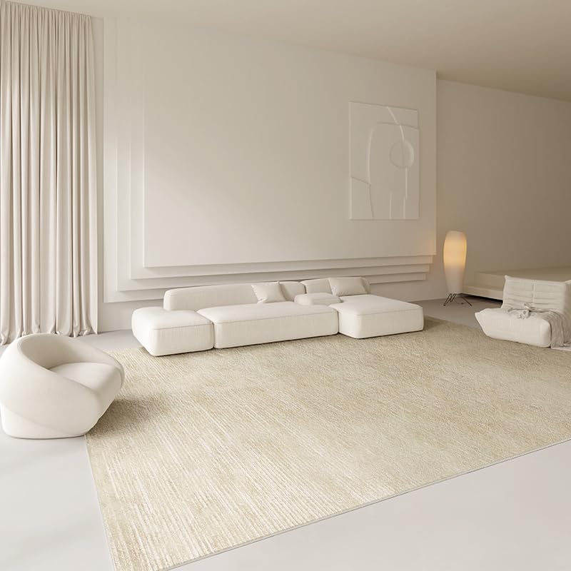 Tappeto Salotto 140 x 160 cm Tappeti Camera da Letto Lavabile Tappeto Pelo Corto Antiscivolo Morbido Tappeti Soggiorno Moderno inchiostro astratto giallo beige