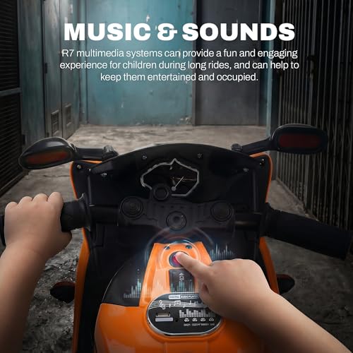 Image of Baybee R7 Baby Electric Bike for Kids with Foot Acceleration | Rechargeable Ride on Baby Bike with LED Lights & Music | Toddler Battery Operated Bike for Kids to Drive 1 to 3 Years Boys Girls (Orange)