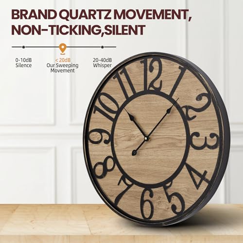 Horloge murale decorative 60 cm en bois pour habiller un grand mur vide et silencieusement - 4
