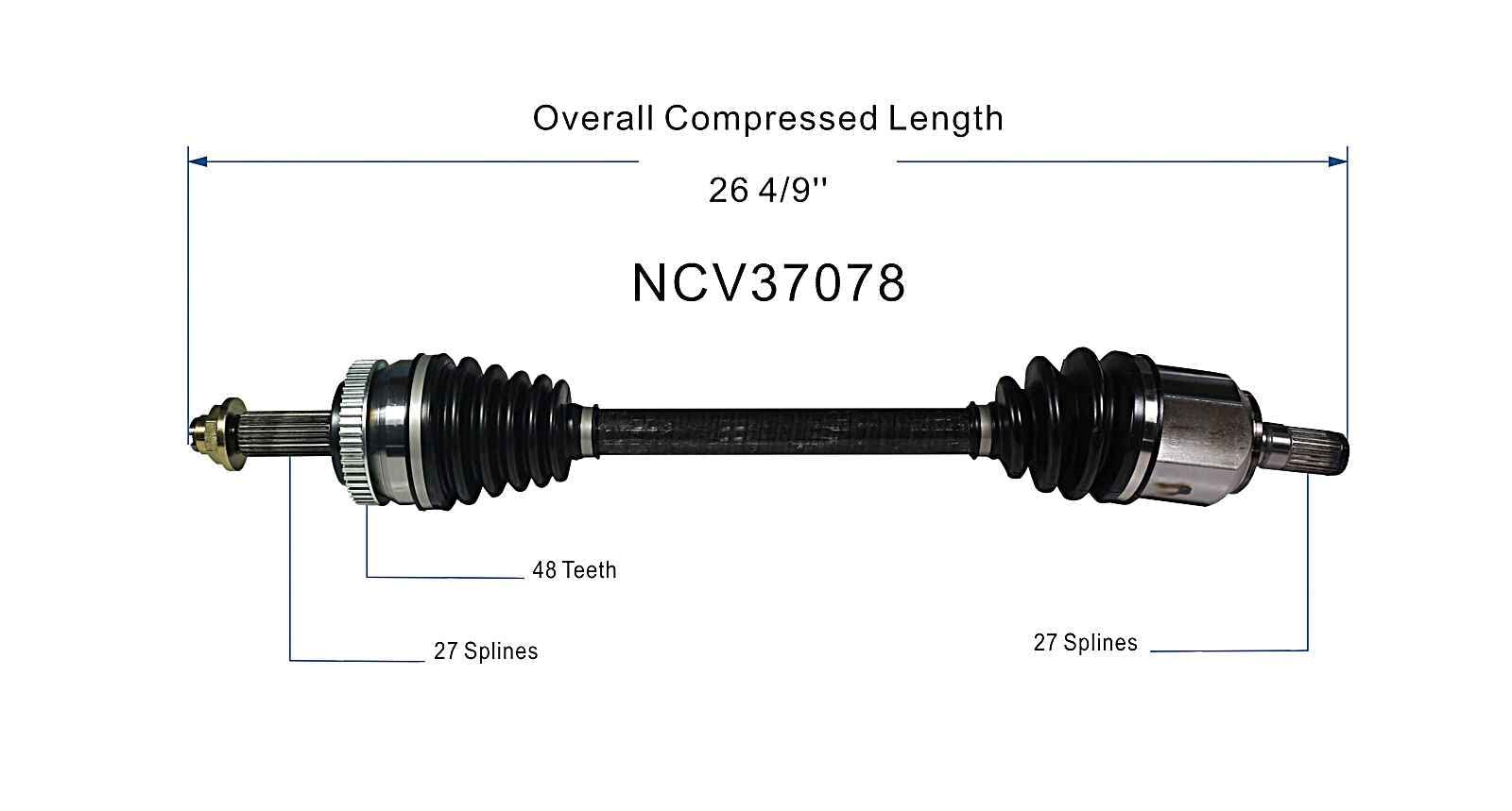 GSP NCV37078 CV Axle Shaft Assembly - Left Front Driver Side Replacement Axle