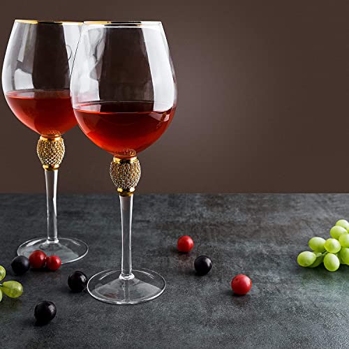 Image of Melbify Jewel Stem Wine Glass Gift Set| Set of 2 Glasses | 500 ML | Ultra-Premium| Diamond-Studded | Limited Edition| Ideal for Wedding Gifts & Anniversary