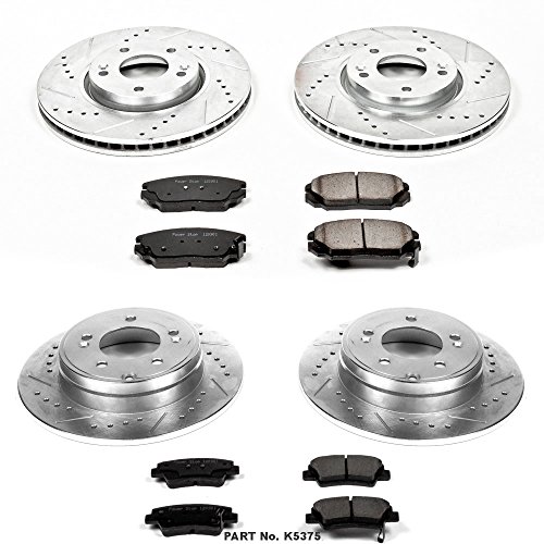 Image of Power Stop K5375 Front and Rear Z23 Carbon Fiber Brake Pads with Drilled & Slotted Brake Rotors Kit