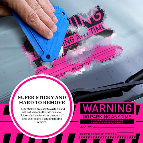 MESS Parking Violation Stickers Hard to Remove - 50 Parking Tickets - No Parking Stickers - Bad Parking Stickers - Super Sticky Parking Violation Tickets - Tow Warning - Tow Stickers 8x5 in, Pink