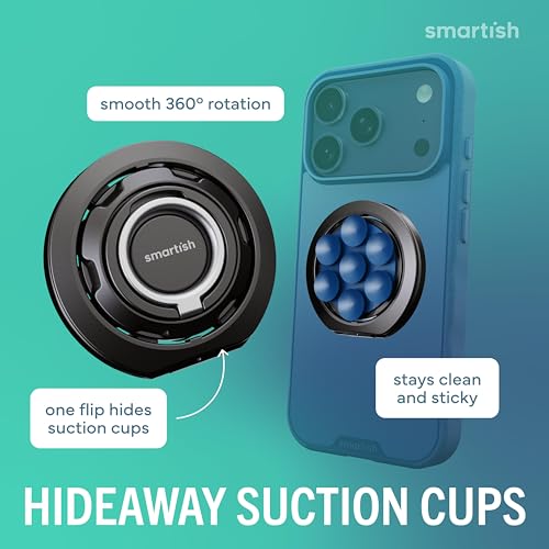 Image of Smartish MagSafe Suction Mount, WallFlower, Phone Grip Ring Holder, Blue