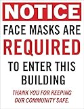 Notice - Face Masks are Required to Enter This Building Poster Sign - 10 Pack, English