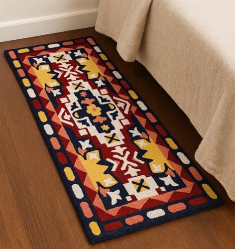 Image of Roseate Grid Super Soft (50x120 cm) Microfibre 2000 GSM Anti Skid Runner for Bedroom /Carpets for Living Room /Kitchen Mats for Floor /Floor Mat /Bathroom Mat /Rug