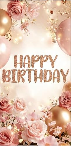 Valentine's Birthday Backdrop - Rose Gold Pink Rose & Balloon