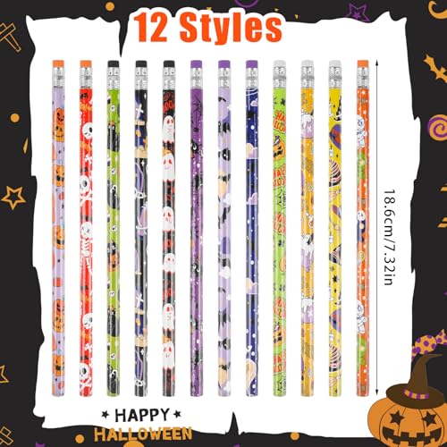 CCINEE 48 lápices de grafito Halloween con borrador miniatura 2